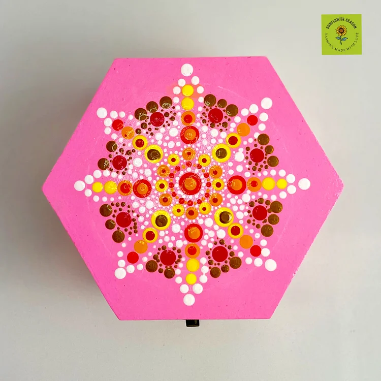 Sunflower Season – Mandala Hand-Painted Thread Boxes
