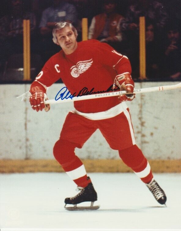 VINTAGE ALEX DELVECCHIO SIGNED DETROIT RED WINGS 8x10 Photo Poster painting! HHOF Autograph