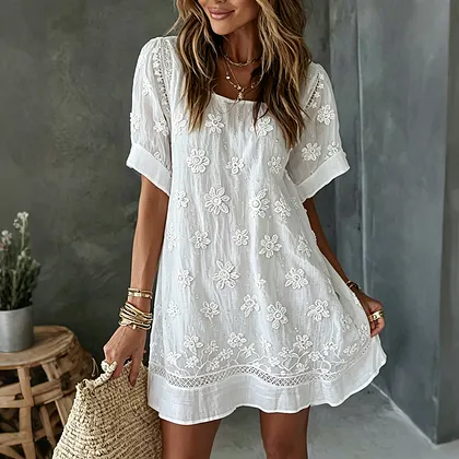 rose embroidered dress white Buy English Rose Embroidered Dress - Ivory Elegance