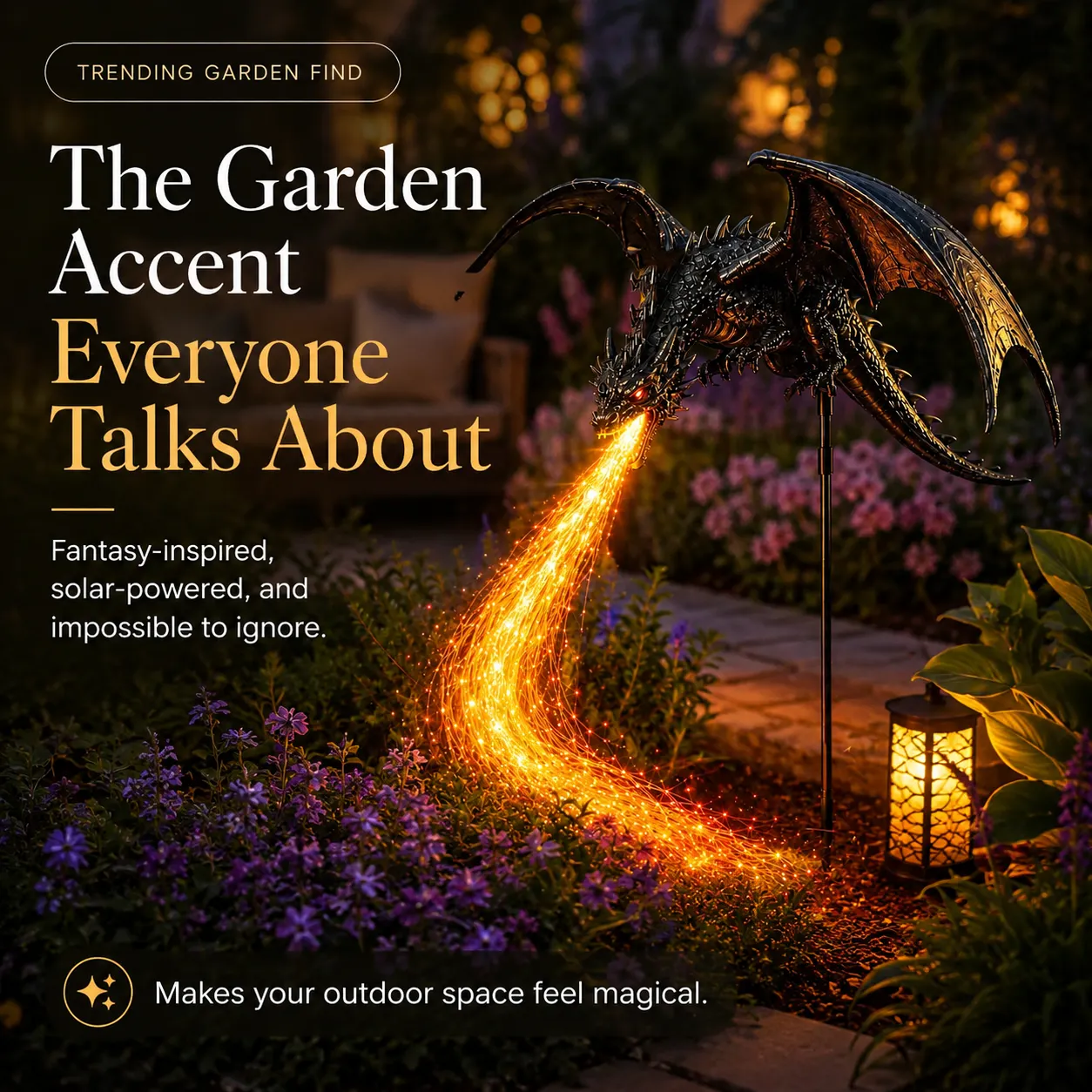 Fantasy solar dragon garden decoration