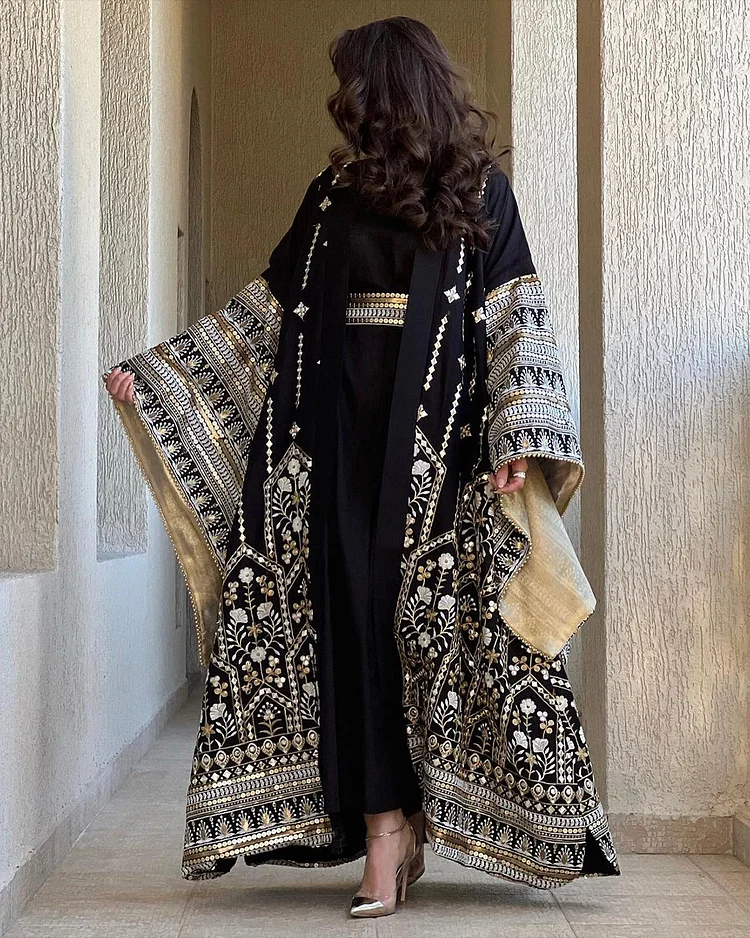 Women's Cardigan Embroidered Kaftan Dress
