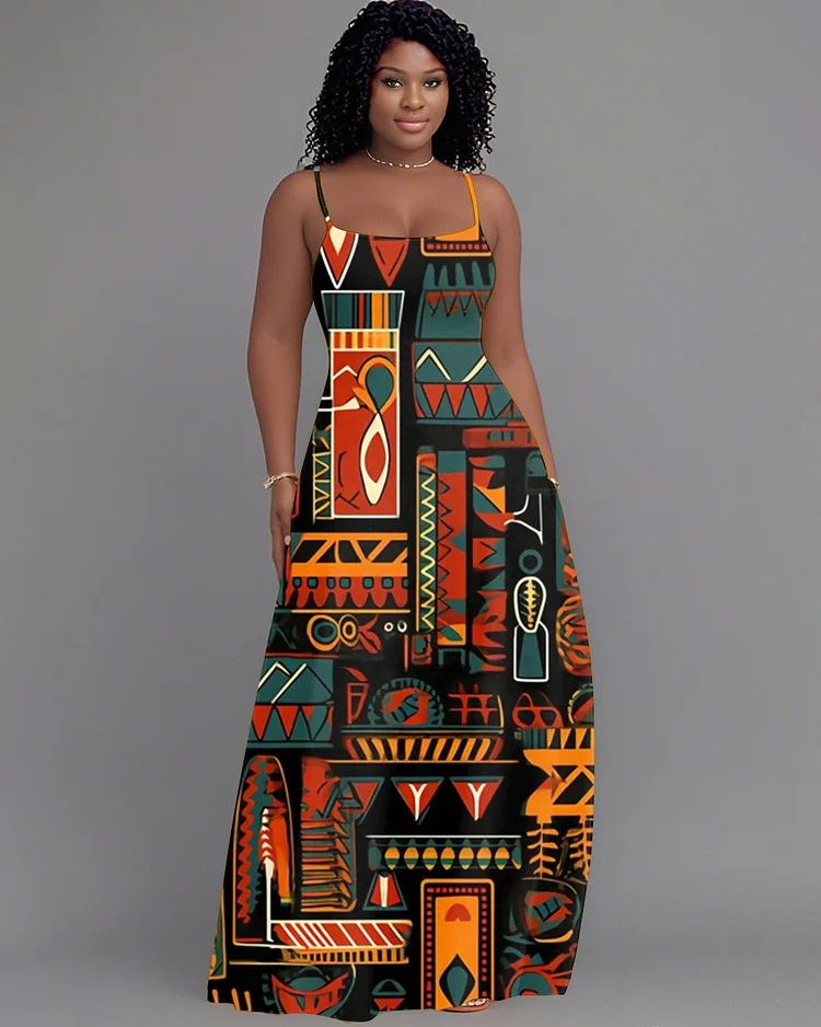 Sling Abstract Canvas Wall Art Holiday Pocket Dress