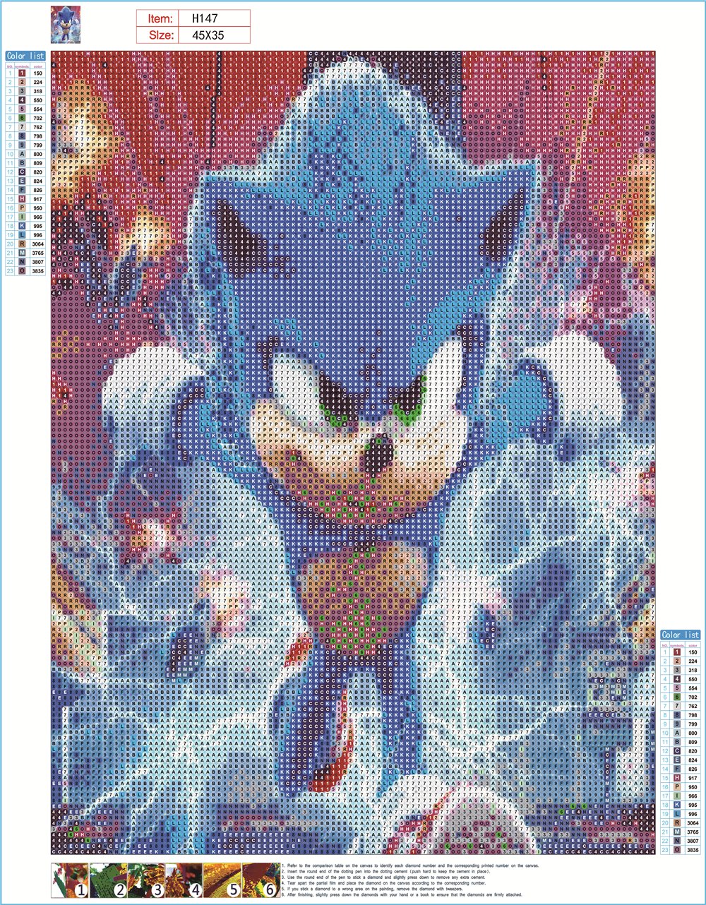 QINRUBB DIY Hedgehog Diamond Art Kit For Beginners Adults, Full Drill Cartoon Diamond Painting Kits, 5D Sonic Hedgehog Painting By Numbers DIY Craft Kits For Home Wall Decor 12x16 Inch