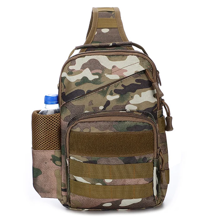 Men Casual Vest Bags Safe Canvas Male Chest Bag for Hiking Travel (Plateau Camo)