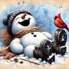 (40*40cm)Snowman - Full Round Drill Diamond Painting
