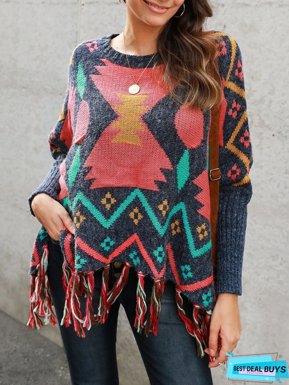 Shift Long Sleeve Tribal Boho Sweater