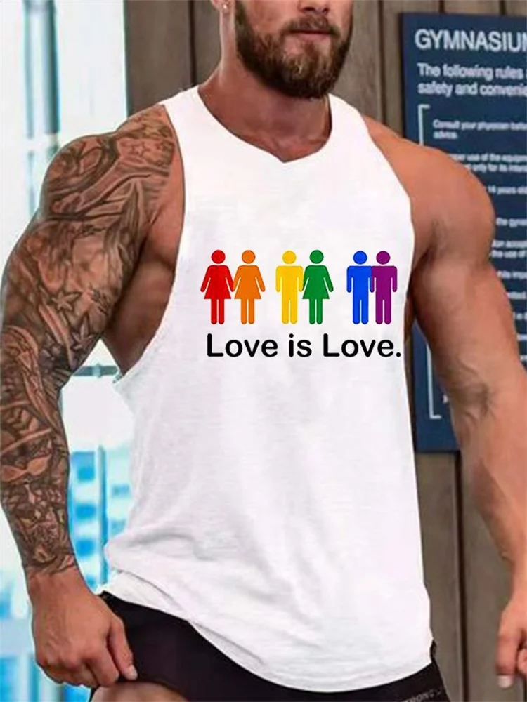 Love Is Love Rainbow Print Crew Neck Tank Top