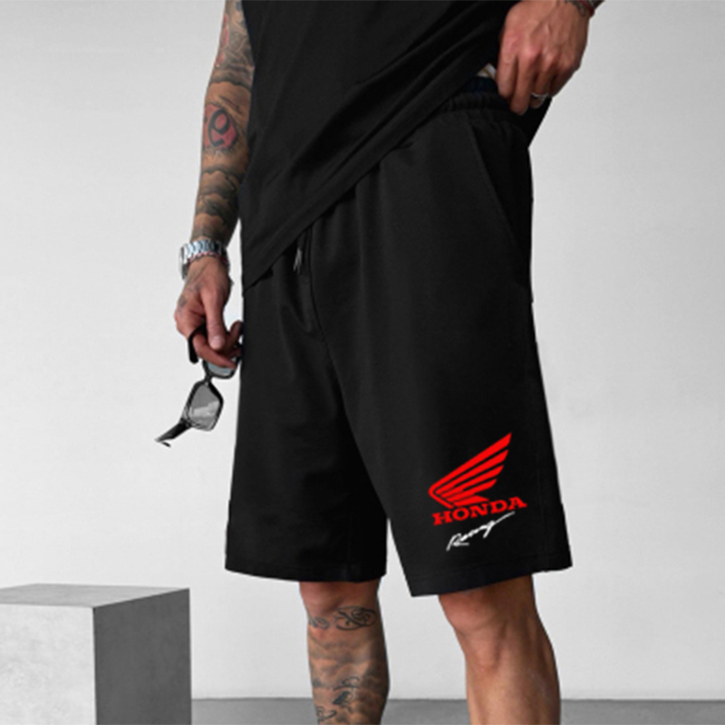 Men's Black Loose Casual Sports Racing Sweatshirt Shorts / TECHWEAR CLUB / Techwear