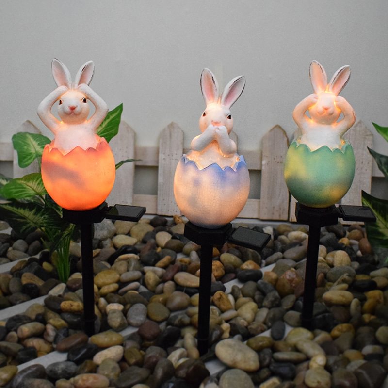 Garden Decorative Resin Garden Light Rabbit Solar Powered Lawn Light