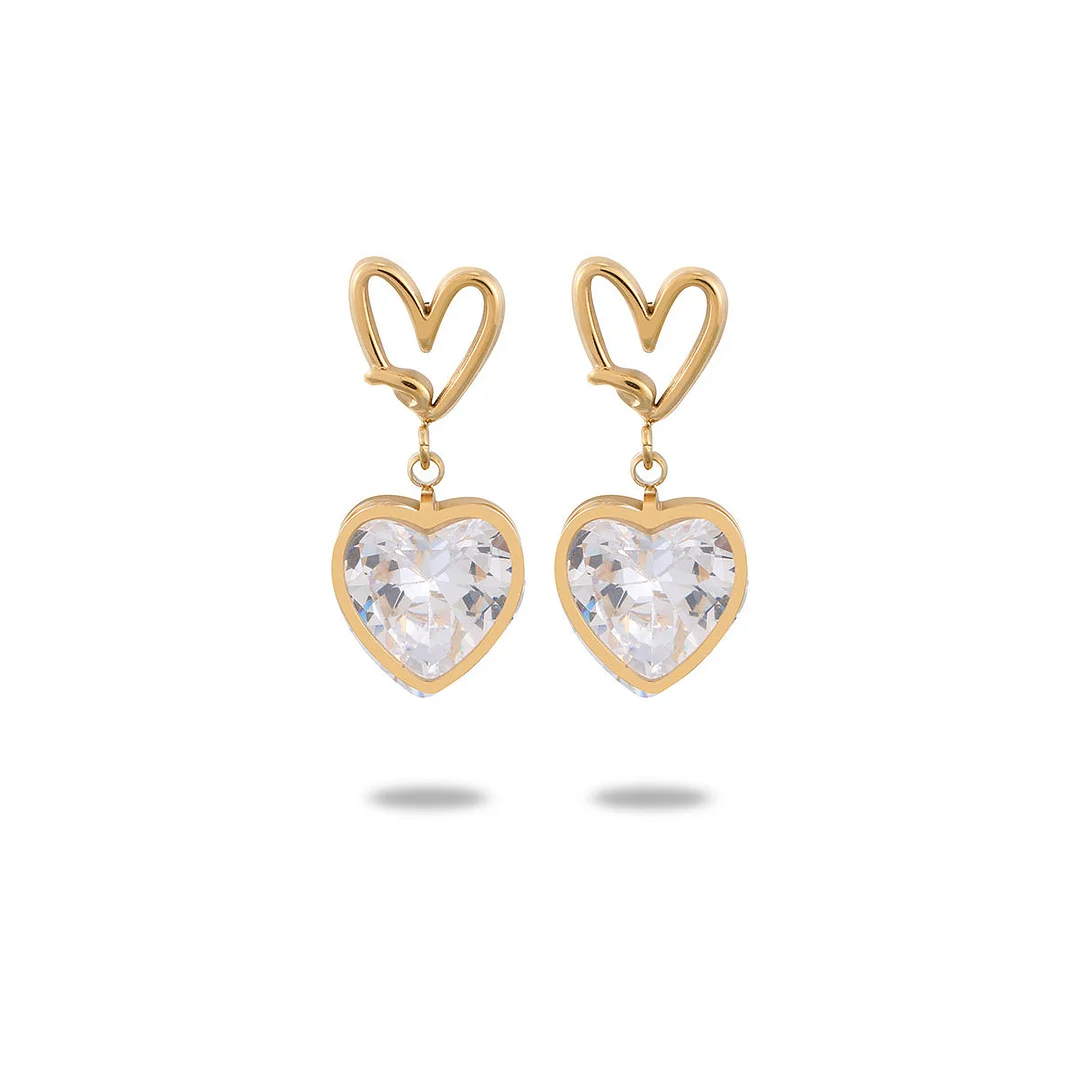 Vintage Zircon Gold Stainless Steel Earrings