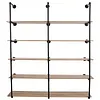 [US Local Warehouse] Industrial Pipe Shelf 5 Tier 72 Inch Industrial Wall Shelves with Solid Wood Plank Pipe Shelving Wall Mounted for Kitchen and Bar Shelving