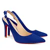 Women's 90mm Middle Heels Pointy Toe Red Bottom Slingback Pumps Suede