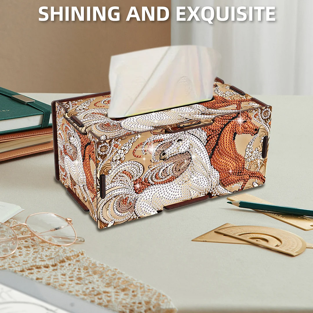 Wooden Diamond Painting Tissue Box for Home and Office Decoration (ZJH034)