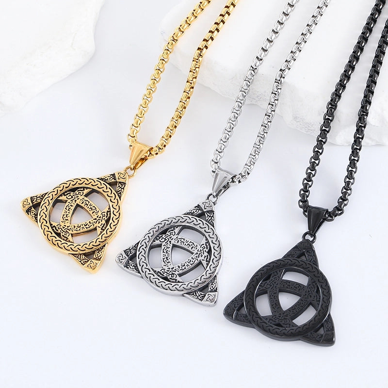 AML New Hot Sale Personalized Vintage Viking Celtic Men's Triangle Pendant Necklace