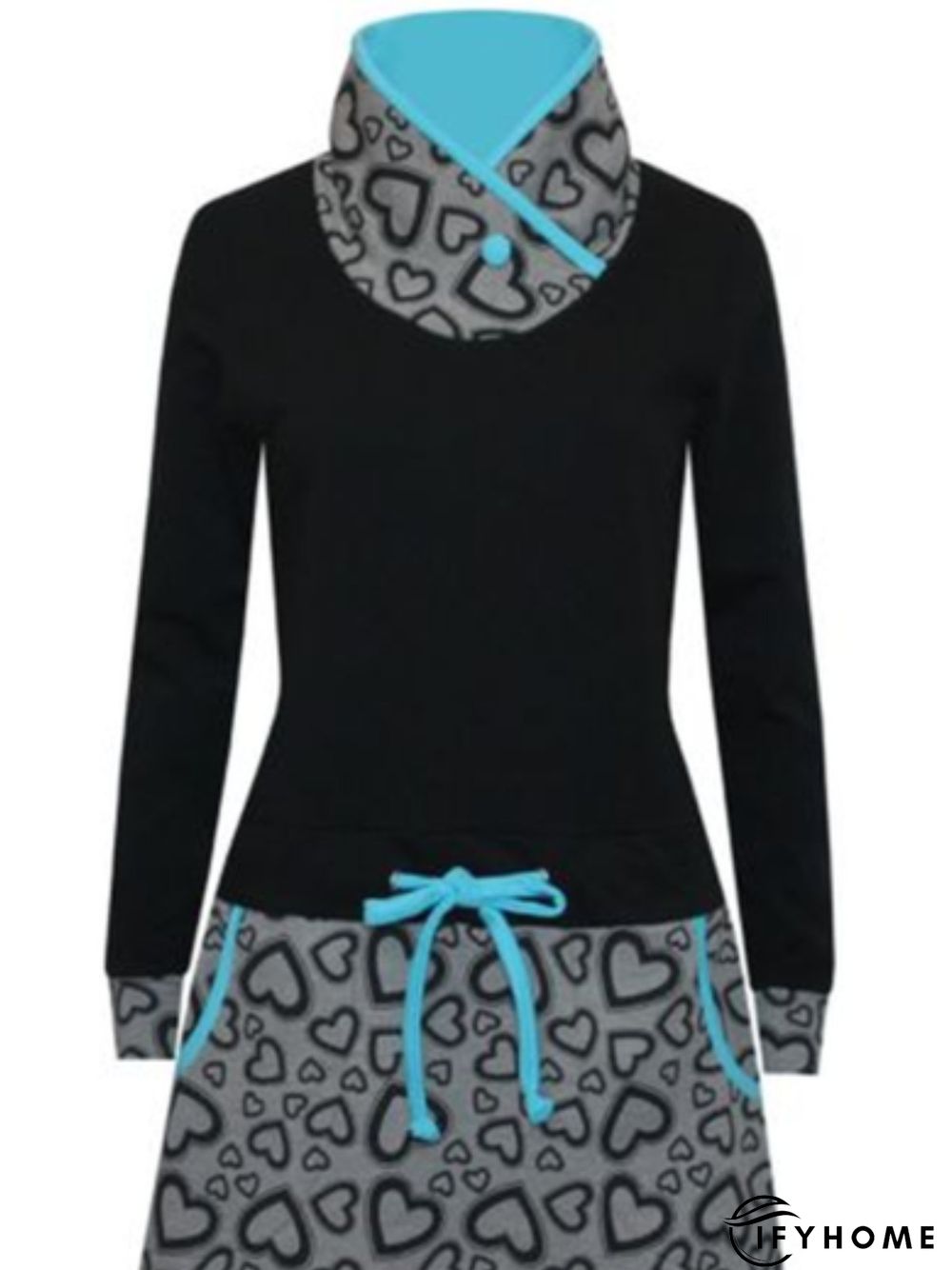 Printed Long Sleeve Casual Knitting Dress | IFYHOME