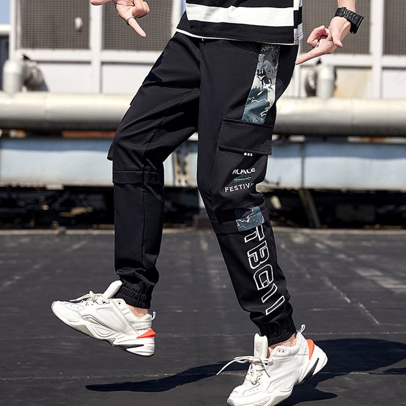 Casual Leg Strap Pocket Jogger Pants