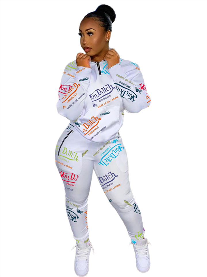 Women's Tracksuit Matching Sets Active Basic Pink Sky Blue Outdoor Sports Outdoor Casual Letter Zipper Round Neck S M L XL XXL