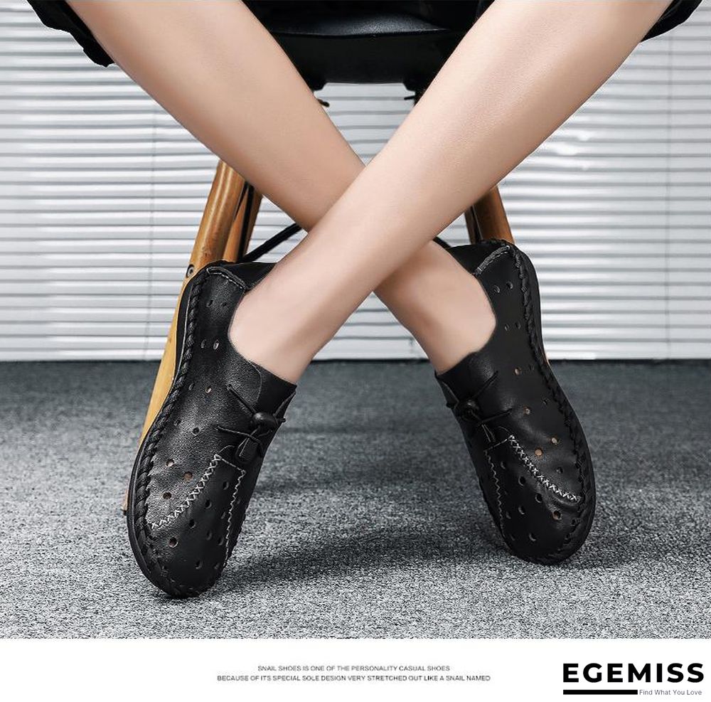 Men Breathable Genuine Leather Sandals Flats Fashion Casual Beach Shoes | EGEMISS