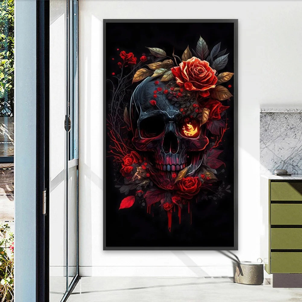 Diamond Painting - Full Round Drill - Rose Skull(Canvas|40*70cm)
