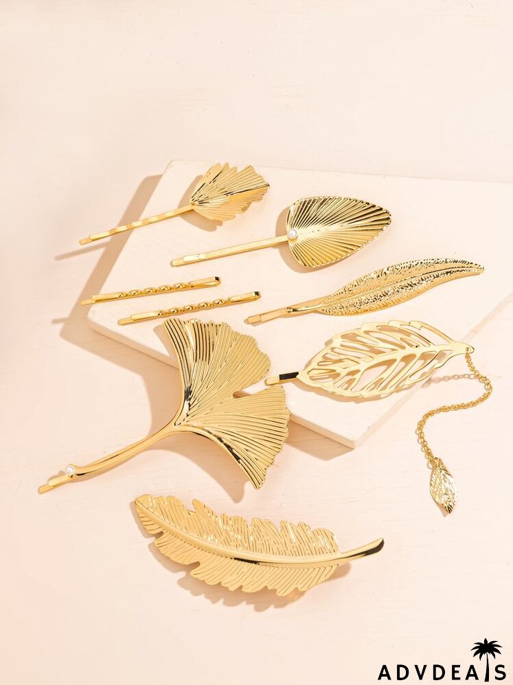 8pcs Leaf Decor Hair Clip