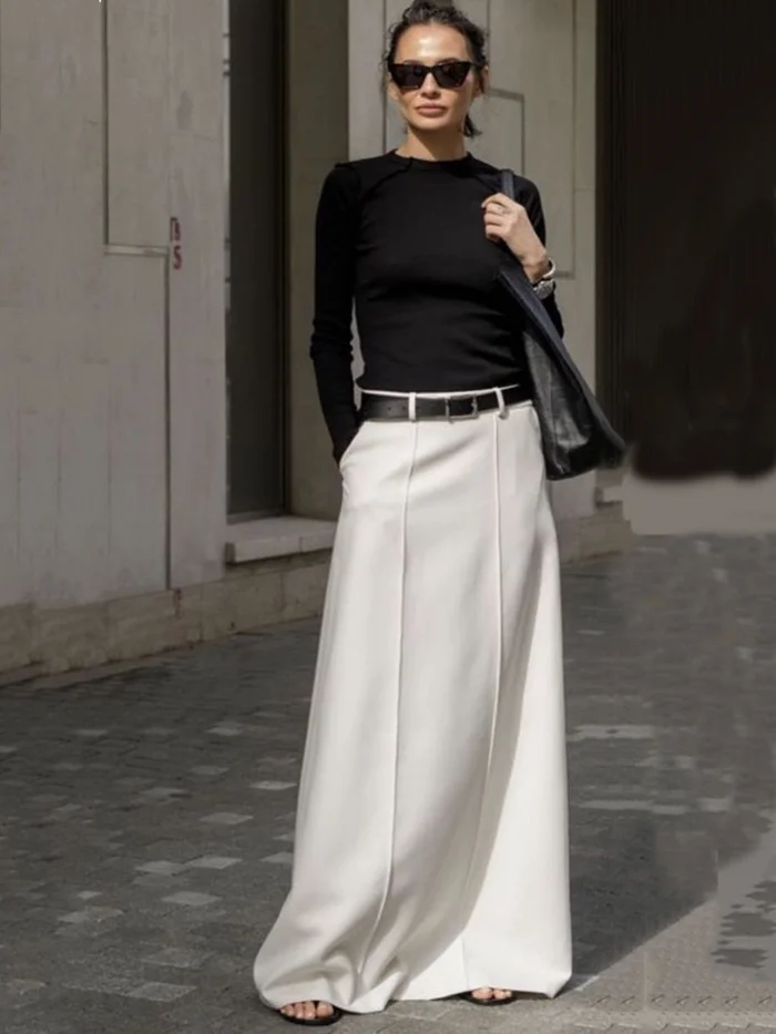 Simple A-Line High Waisted Solid Color Skirts Bottoms