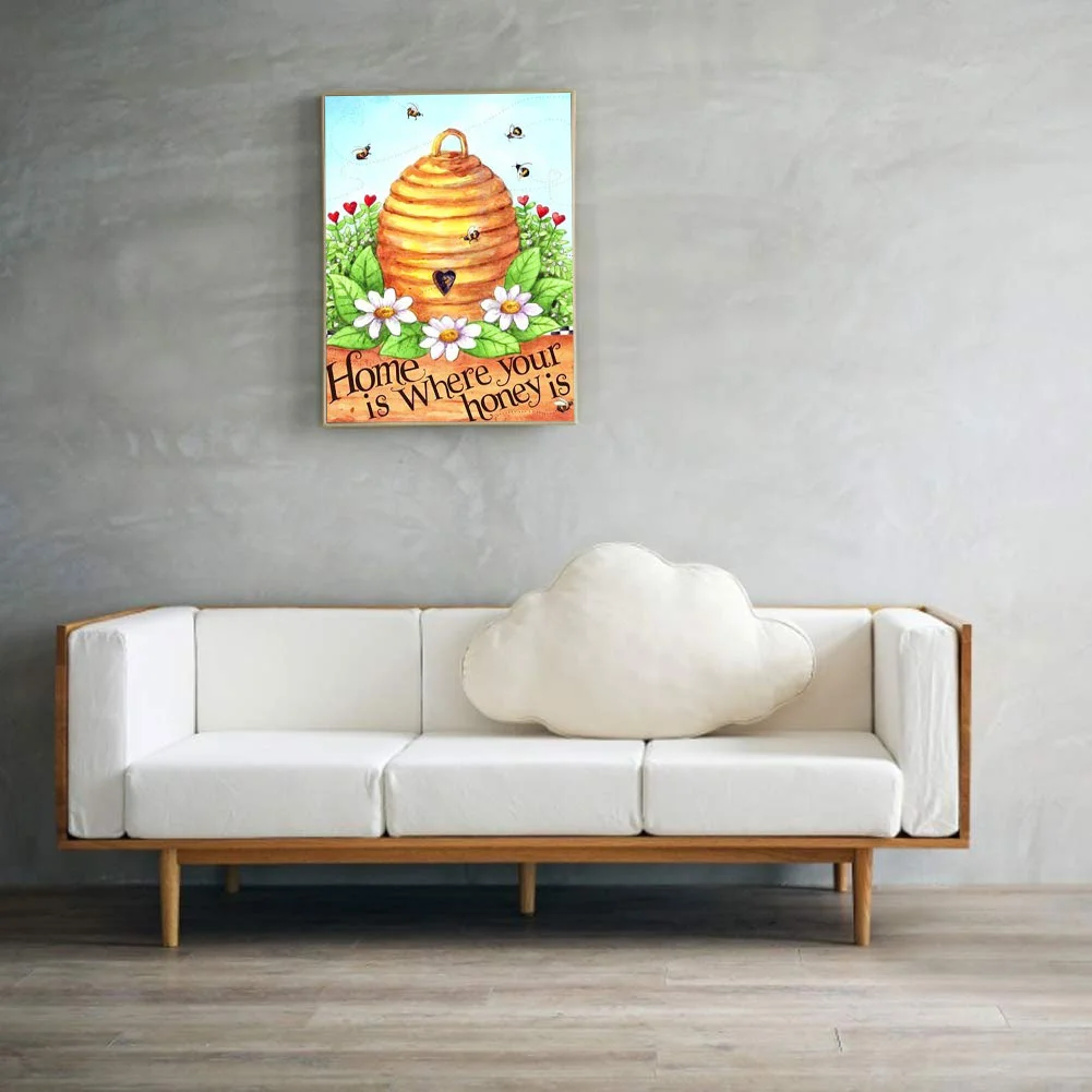 Full Round Diamond Painting 30*40cm - Hard-Working Bees Harvest A Bountiful Harvest