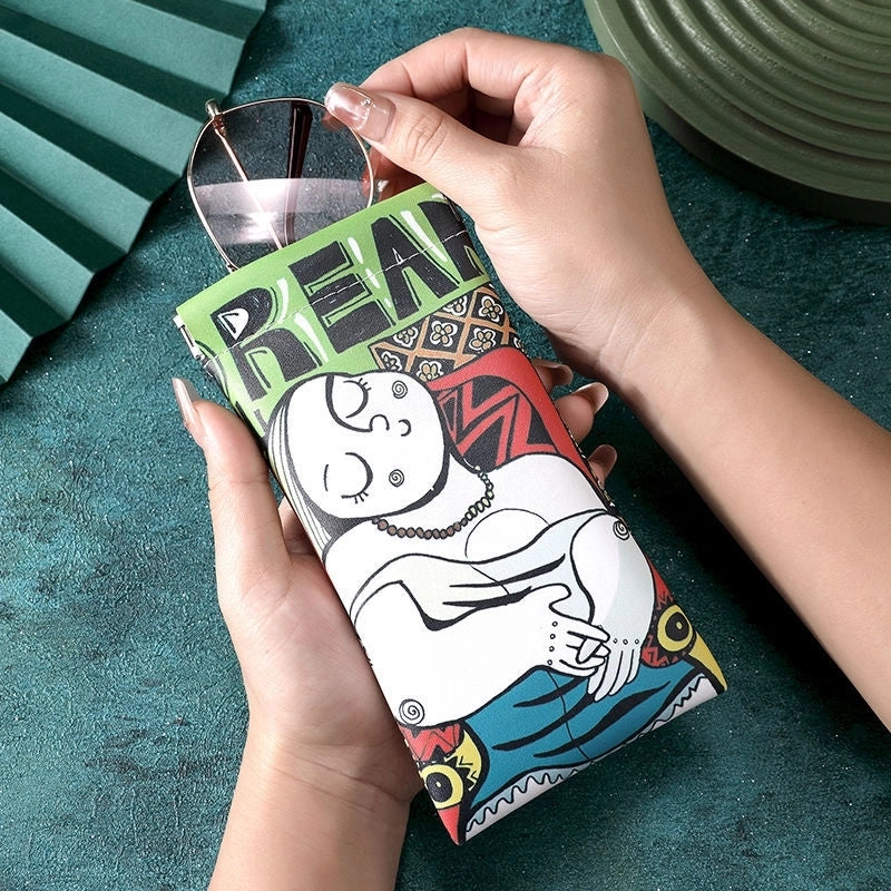 Minimalist Cartoon Pu Leather Unisex Glasses Pouch