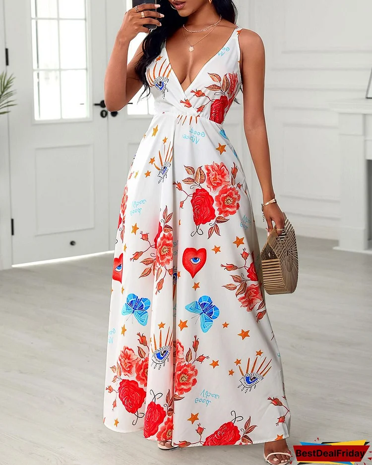 All Over Print Sleeveless Maxi Dress P6122018084