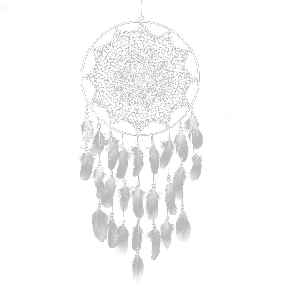 

43.3\ \ White Floral Dream Catcher With Feathers Handmade Crafts Gift, 501 Original
