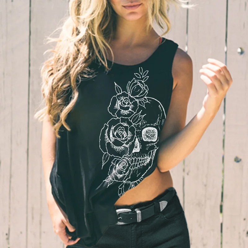 Skulls Flowers Vest - Mincokull