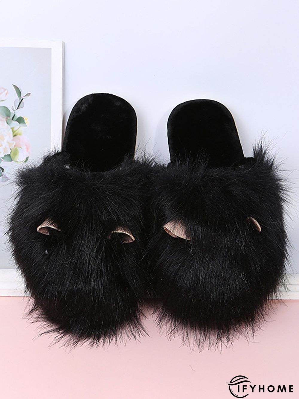 Cute Cat Ears Mohair Warm Fleece Indoor Slippers | IFYHOME