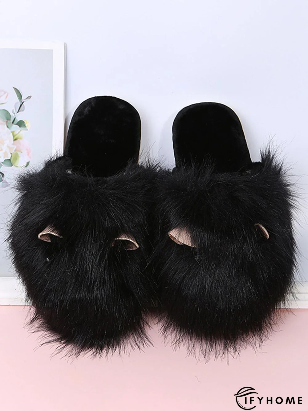 Cute Cat Ears Mohair Warm Fleece Indoor Slippers | IFYHOME