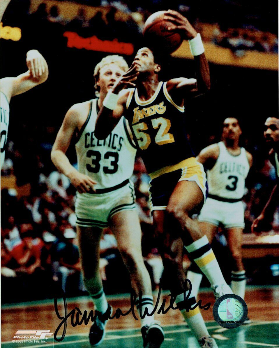 Jamaal Wilkes Hand Signed Autographed 8x10 Photo Poster painting Los Angeles Lakers v Larry Bird