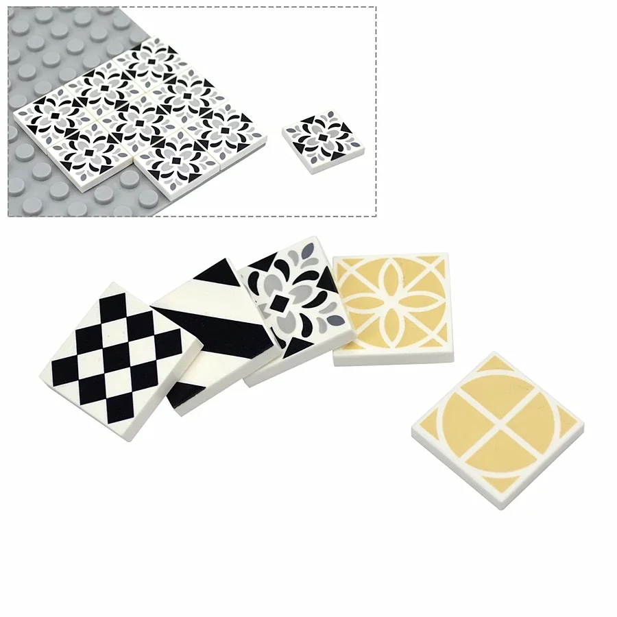 Building Blocks Decoration Ceramic Tile MOC City House Bricks Smooth 2x2 4x4 6x6 Floor Printed Tile 