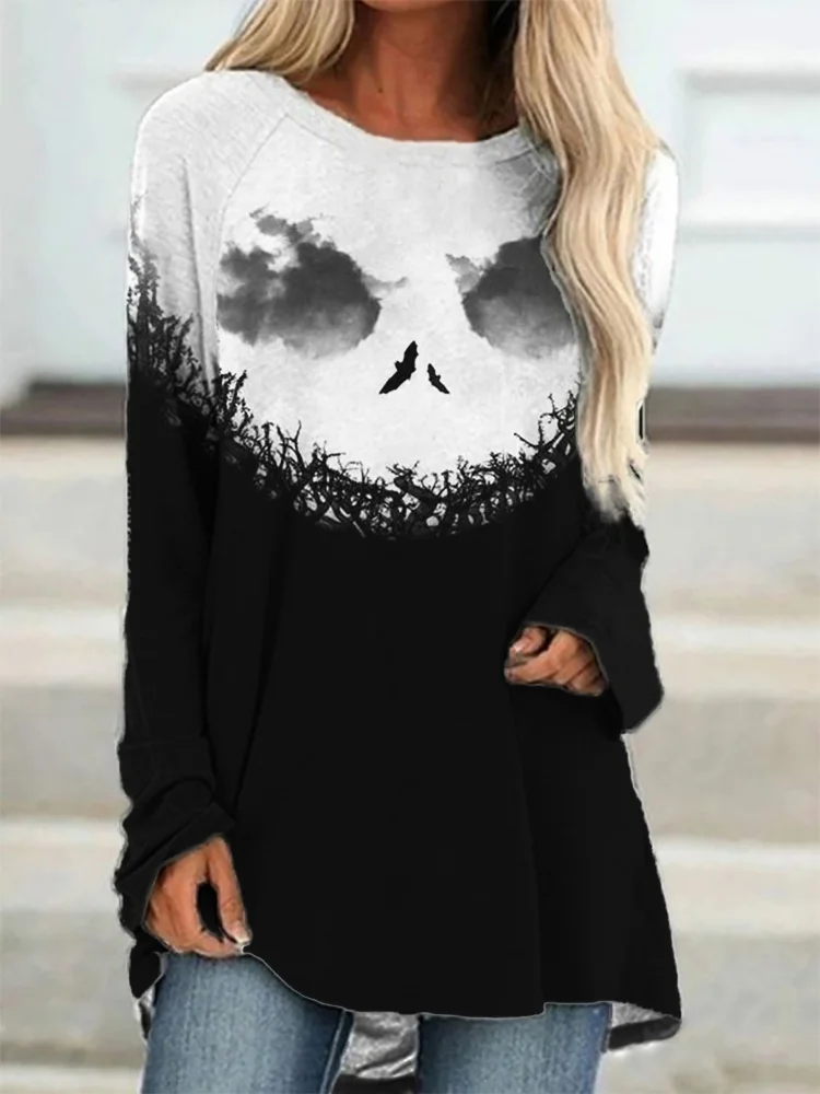 Spooky Face Inspired Dark Forest A Line T Shirt