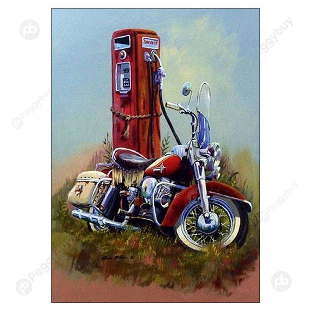 

30*40CM Round Drill Diamond Painting-Motorcycle, 501 Original