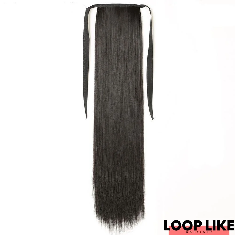 Ladies Bandage Realistic Long Straight Hair Ponytail Wig Piece