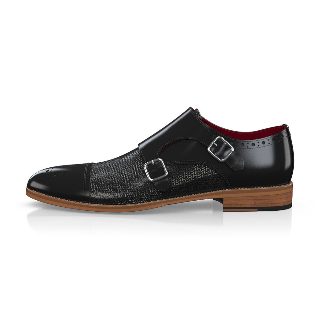 Round Toe Chunky Heel Black Women's Oxfords with Buckle Accent Nicepairs