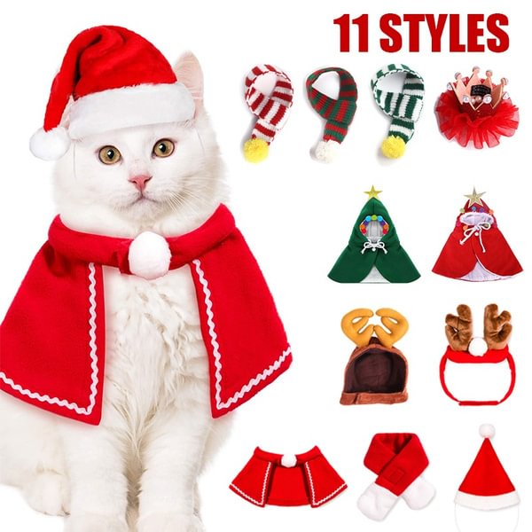 11 Styles Pet Christmas Costume Outfit Set Reindeer Antlers Headband Santa Christmsas Hat Red Scarf and Pet Cloak for Dog Cat Pet Christmas Party Cosplay Supplies - Shop Trendy Women's Fashion | TeeYours