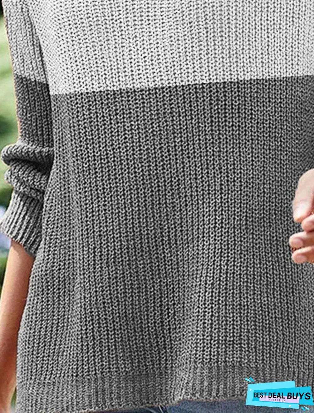 Fashion Color Matching Pattern Long-Sleeved V-Neck Casual Pullover