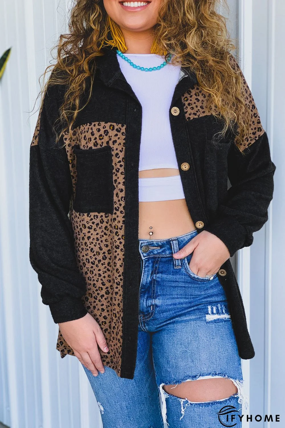 Leopard Patchwork Shacket Jacket | IFYHOME