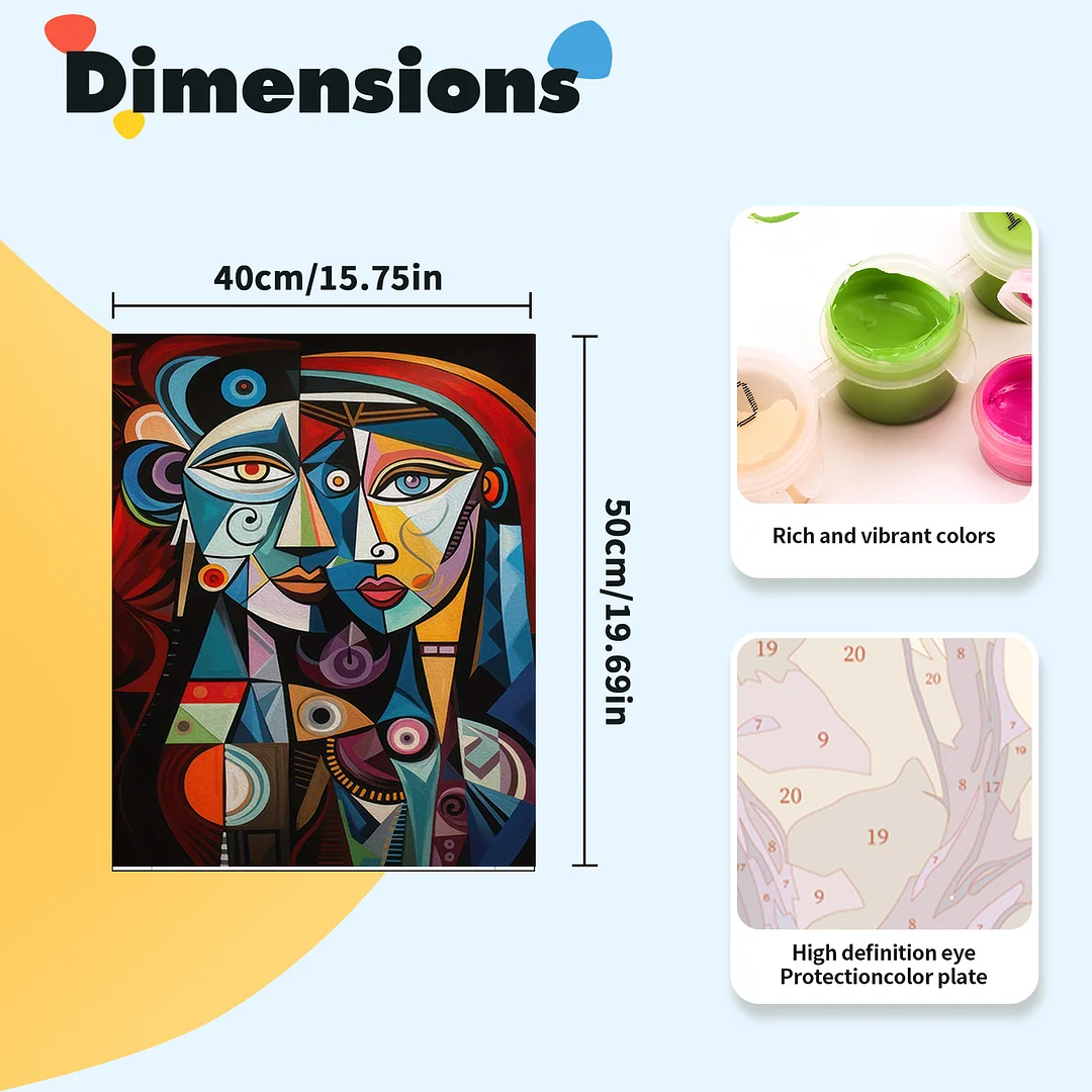 DIY Abstract Figures Paint by Numbers Kits Drawing Paintwork on Canvas 15.75x19.69inch Without Frame Canvas Oil Painting Number Painting for Beginners Adults Gift Home Wall Decor