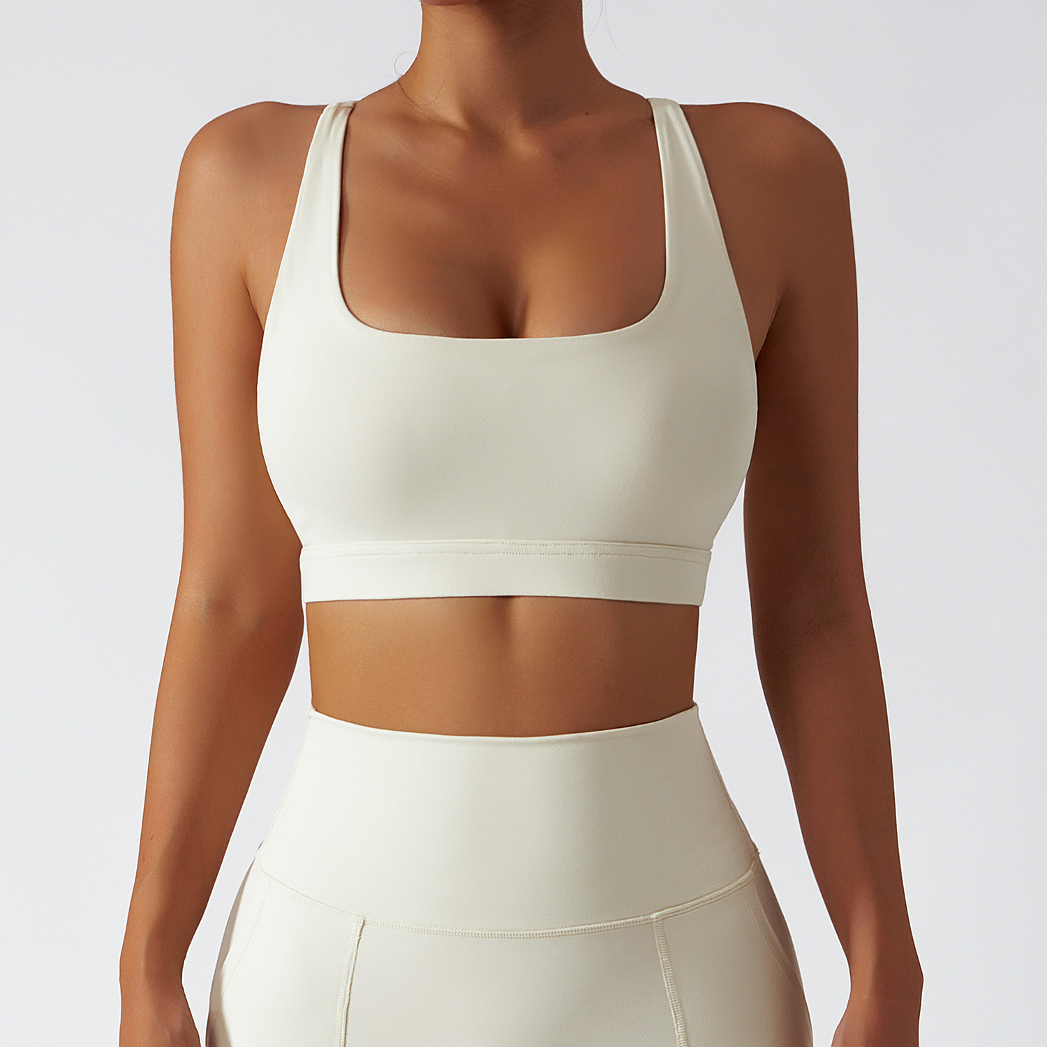 Different types of sustainable recycled 4 way stretch ethically made naked feel high support racerback running sports bra with removable online shopping on Hergymclothing