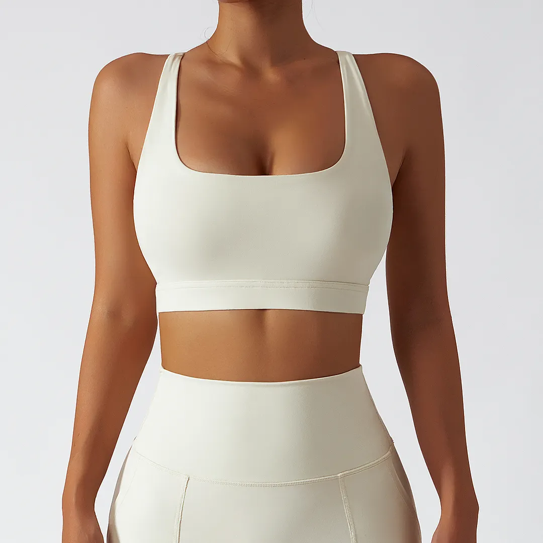 Different types of sustainable recycled 4 way stretch ethically made naked feel high support racerback running sports bra with removable online shopping on Hergymclothing
