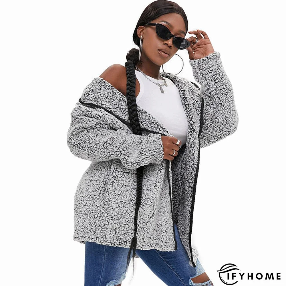 Fleece Thickened Hooded Jacket Women's Mid-length Loose Casual Jacket | IFYHOME