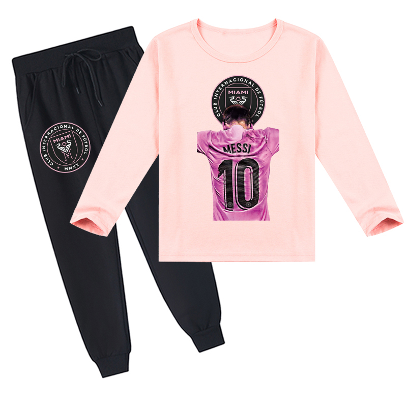 Mayoulove Messi Long Sleeve T-Shirt Set for Boys  Girls - Soccer Star Apparel, Perfect Gift for Young Fans-Mayoulove