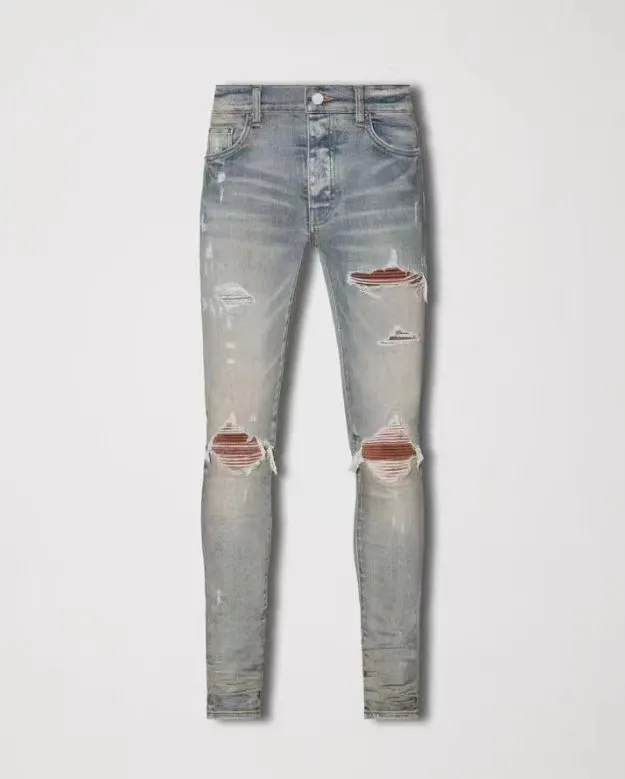 Men&#39;s Jeans Cool Rips Stretch Designer Jeans Distressed Ripped Biker Slim Fit Washed Motorcycle Denim Men S Hip Hop Fashion Man Pants 02