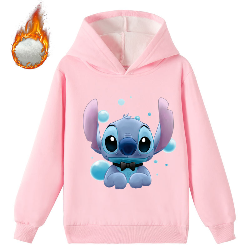 Mayoulove Stitch Fleece Hoodie - Soft and Warm Children's Sweatshirt for Disney Fans of All Ages-Mayoulove