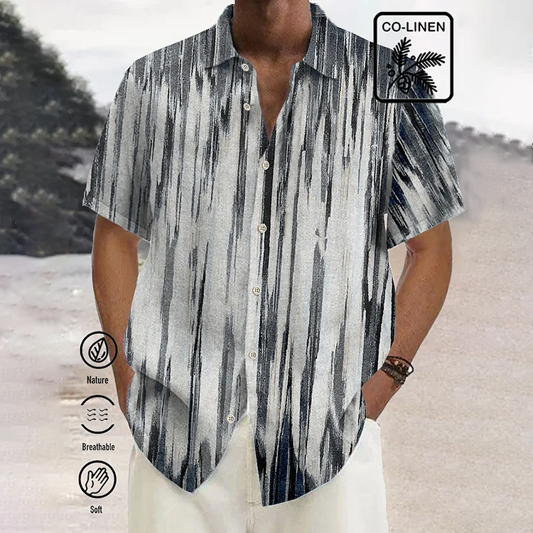 BrosWear Men'S Geometric Stripe Contrast Color Print Shirt