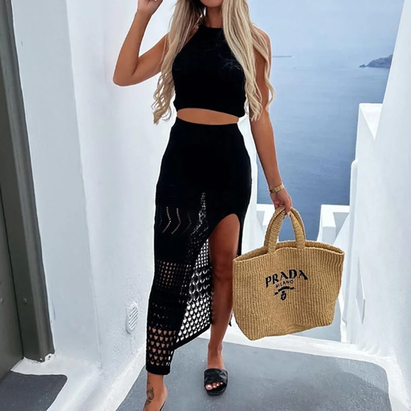 Athvotar Athvotar Bikini Shirt Short Shirt Fork Bag Hip Half Dress Two Sets Of Beach Dress Factory